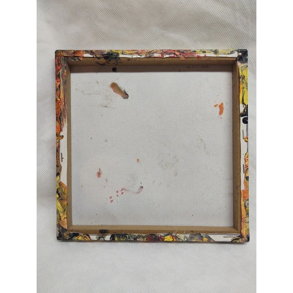 Emil Maryl Original 9x9 Flames Acrylic on Canvas Modern Abstract Painting